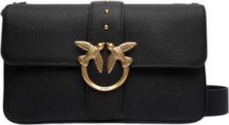 Pinko Womens Leather Shoulder Bag 104524A2OX, Black