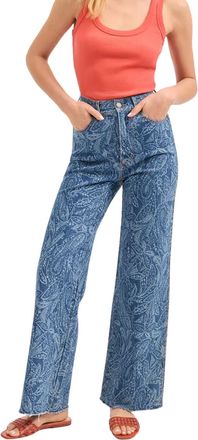 Veronica Beard Taylor Paisley Printed Wide-Leg Jeans In Atlantic Paisley