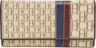 Carolina Herrera Off White Monogram Flap Trifold Continental Wallet