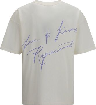 Represent Mens Love And Kisses T-Shirt Flat White Cotton T-Shirts Polos