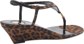 Saint Laurent Brown Animal Print Sandals