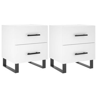 vidaXL Comodini 2 Pz Bianchi 40x35x47,5 Cm In Legno Multistrato - Vidaxl