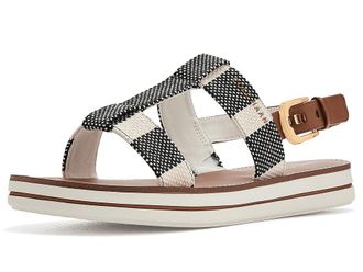 Cole Haan Pinch Long-weekender Sandals Womens Sandals Black & Natural Stripe Canvas/British Tan Leather : 10.5 B - Medium