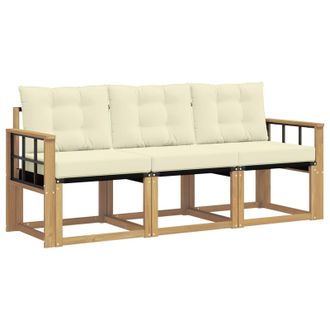vidaXL Conjunto De Sof&aacute;s De Exterior Con Coj&iacute;n 3 Pcs Blanco Y Crema Vidaxl