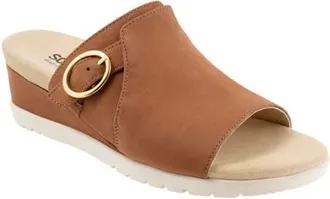 Softwalk Newberry Platform Wedge Slide Sandal in Luggage Nubuck at Nordstrom, Size 10.5