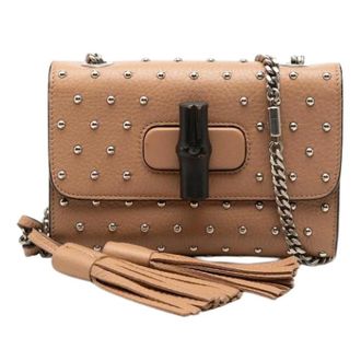 Gucci Pre-owned Vintage Bamboo Twist Lock Crossbody Bag - Dames - Pre-owned - Bruin - Maat: ONE Size Leer