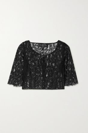 Cortana Crop Top In Pizzo Laure - Nero