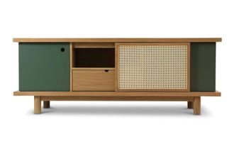 PIB Aparador vintage de roble beige y verde