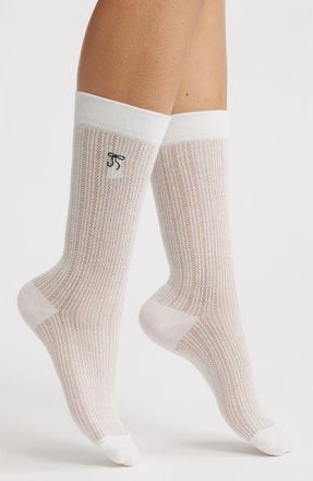 High Heel Jungle Kate Pointelle Bow Crew Socks in White/Black at Nordstrom