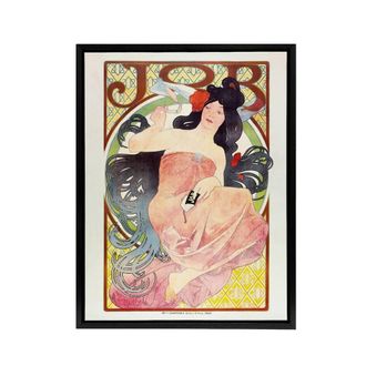 Artery8 Art Nouveau Vintage Job Paper Advert Framed Canvas Wall Art Print Mucha | Size: W24 x H32