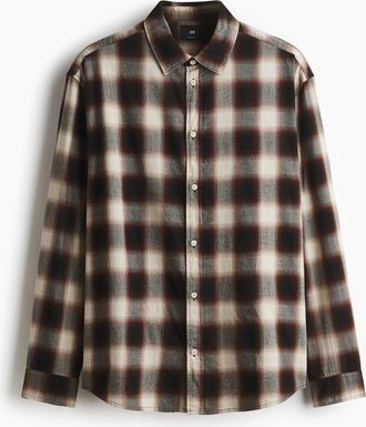 H&M Flanellhemd in Relaxed Fit - Beige