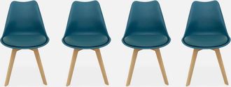 Sweeek Sweeek - Silla Escandinava Acero, Set De 4, Nils, Azul, 47x55x81 Cm