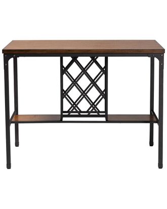 Baxton Studio Vintner Industrial Pub Table With Built-In Wine Cage