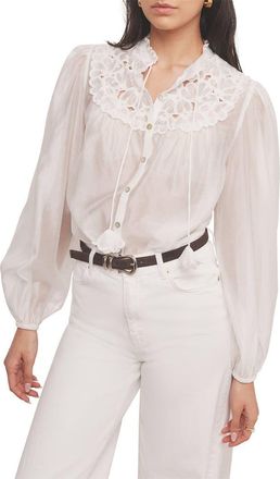 Mint Velvet Floral Cutwork Detail Blouse in Ivory at Nordstrom, Size X-Large
