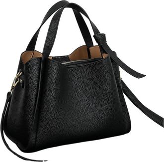 Generic Retro Fashion Simple Texture Large Capacity Shoulder Bag Womens Handbags Portable Messenger(Black)