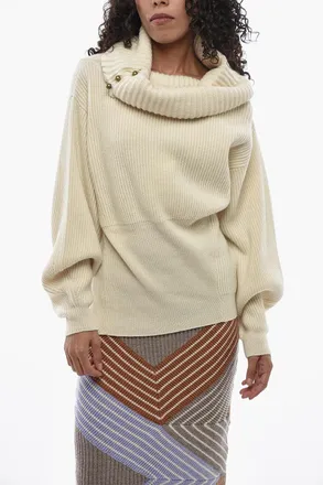Stella McCartney Maglia in Cashmere e Lana a Collo Alto con Dettagli in Metallo Stella McCartney