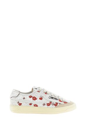 Autry White Windscape Crackle Leather Low-Top Sneakers