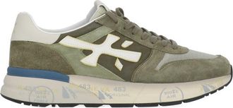 Premiata White Mick 8086 Suede-Blend Sneakers
