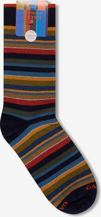 Gallo Gestreifte Socken aus Baumwolle und Kaschmir