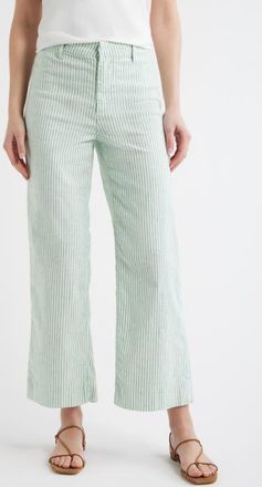 Frank & Eileen Wexford Wide Leg Pants in Lime Stripe at Nordstrom, Size 12