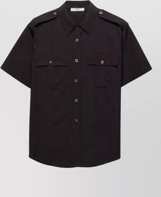 Prada utility poplin shirt short sleeves epaulettes