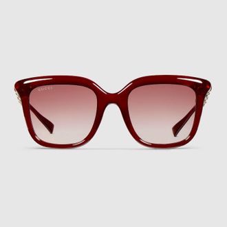 Gucci Square Frame Sunglasses, Red