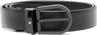 Montblanc Horseshoe-buckle leather belt - men - Calf Leather - One Size - Black