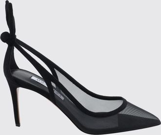 Aquazzura D&eacute;collet&eacute; Bow Tie in mesh e camoscio con nodo cut-out e tacco alto
