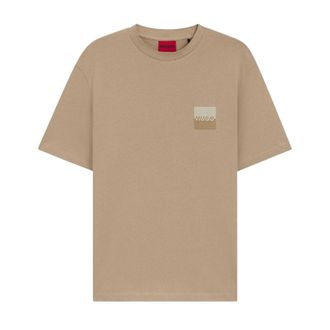 HUGO BOSS Heren Dusplito Split Logo T-Shirt (Beige)