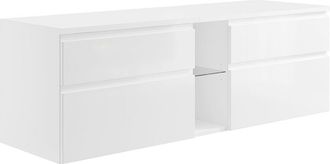 Vente-Unique Mueble de ba&ntilde;o flotante - Color blanco - 150 cm - MAGDALENA II