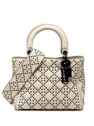 Dior 2018 Medium Lambskin Cannage Studded Supple Lady Dior satchel - women - Lambskin - One Size - White