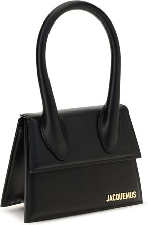 Jacquemus Womens Top-Handle Bag Black Calf Leather Bos Taurus Handbags Hand