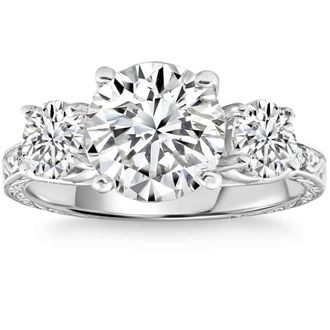 Pompeii3 Certified 3.58Ct Designer Engagement Round Diamond Ring White Gold Lab Grown Size: 7