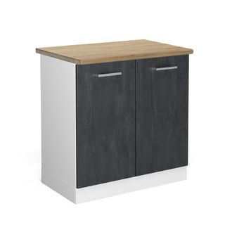 Vicco Armario Bajo Para Fregadero R-line, Hormig&oacute;n Negro, 80 Cm Et Roble