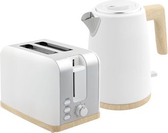 HOMCOM 1.7L Electric Fast Boil Kettle and 2 Slice Toaster Set, White - Homcom