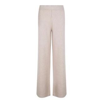 Max Mara Broeken, Dames, Beige, S, Wol, Beige Wijde Gebreide Broek