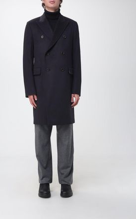 Paul Smith Double-Breasted Knee-Length Coat in Wool and Cashmere Blend with Lapels