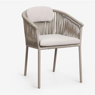 Sklum Silla De Comedor Apilable Con Reposabrazos En Aluminio Y Cuerda Trenzada Ondina Sklum