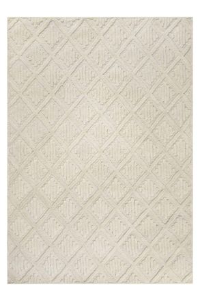 Wecon Home Alfombra de pura lana tejida a mano crema 70x140