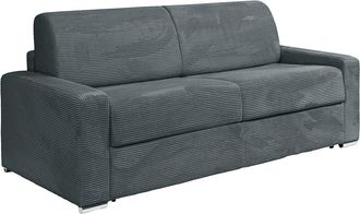 Vente-Unique Sof&aacute; cama de 4 plazas de pana en color gris - Cama de 160 cm - Colch&oacute;n de 18 cm - CALITO