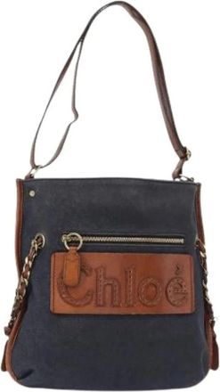 Chlo&eacute; Pre-owned Cross Body Bags, female, Blue, Size: ONE SIZE Pre-owned Canvas Shoulder Bag