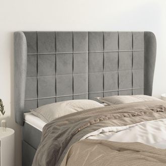 vidaXL Cabecero Con Orejas De Terciopelo Gris Claro 147x23x118/128 Cm Vidaxl