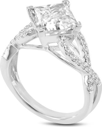 LuvMyJewelry Lilya 14K White Gold Princess Cut Lab Grown Diamond Engagement Ring - 3.5 Ct at Nordstrom, Size 6.5