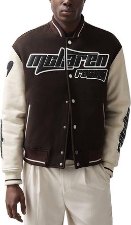 Reiss Circuit Leather Sleeve Wool-Blend Leather Jacket
