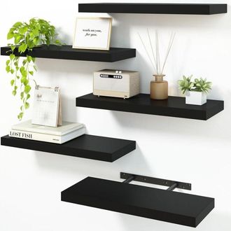 OEM Estantes Flotantes Para Pared, Estantes Negros De 15,7 Pulgadas, Estante De Pared Con Soporte Invisible Para Ba&ntilde;o, Sala De Estar, Dormitorio, Cocina, 