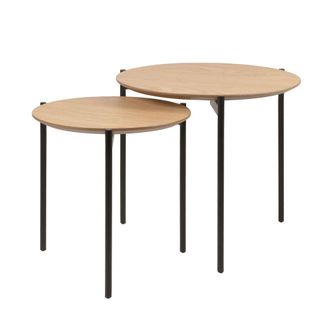 Koketto Home Set mesas centro con tablero de madera y patas de metal negro