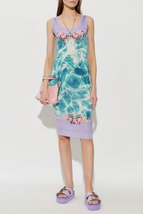 Versace Jeans Couture Fitted Strap Dress, Womens, Purple