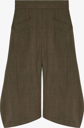 Ganni Canteen Capri Pants in Brown Wool Melange - Size 34 Recycled