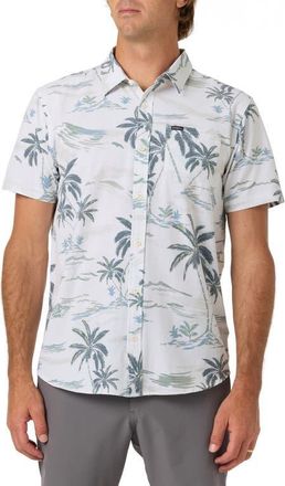 O'Neill UPF Slub Standard Short Sleeve Performance Button-Up Shirt in Tofu at Nordstrom, Size Xx-Large