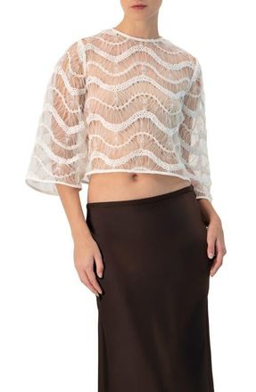 Ivonne Bell Sleeve Sheer Blouse in Ivory at Nordstrom, Size 10